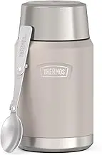 Thermos ICON Food Jar 0.71 L, Beige/Sandstone Matt, Food Jar, 710 ml, Double-Walled 18/8 Stainless Steel, Keeps Warm and Cold, with Folding Spoon, Non-Slip Base, Completely Leak-Proof