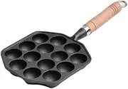 14 Holes Takoyaki Maker Pan Plate, Nonstick Takoyaki Grill Pan with Detachable Handle, Cast Iron Takoyaki Pan Nonstick Grill Pan Cooking Plate for Octopus Balls Pancake Baking