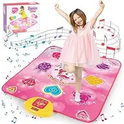 Unicorn Dance Mat,Unicorn Toys for Girls Play Mat, Pink Dance Pad with LED, Adjustable Volume, 6 Game Modes, Electronic Dancing Mat as Christmas Birthday 3+Girls