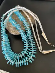 Native American Chip Turquoise & Howlite Santo Domingo 32" Necklace 11998