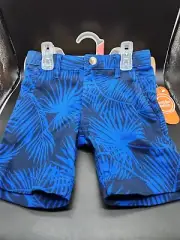 Wonder Nation Boys Blue Shorts 4 Pockets School Palm Print Blue Black Size 4