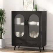 Buffet Sideboard Double Doors Black Modern Storage Cabinet Home Furniture BK-AB