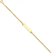 14K Yellow Gold 6" Cuban Link Child Kid Baby Engraveable ID Bracelet Children