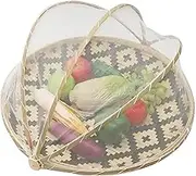 Bamboo Tent Basket Food Serving Mesh Hand Woven Picnic Cover 30cm 1 Pc