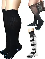 2 Pairs Replacement Sock Liner for Orthopedic Walking boot Air Cam Walkers, Cast Socks Under Air Cast Brace Surgical Broken Leg Toe Fracture boot