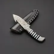 custome handmade damascus steel 10 " mini bowie knife handle resin&damascus clip