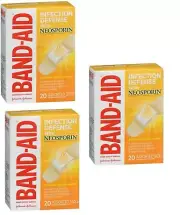 BAND-AID Brand Antibiotic Adhesive Bandages 20 assorted sizes X 3 Packs