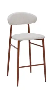Set of 2 Beige Fabric Bar Stool