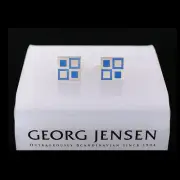 Georg Jensen Silver Cuff Links # 87 with Blue Enamel MOSAIC