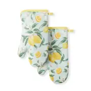 Martha Stewart Lemon Whimsy Oven Mitt 2-Pack Set Yellow 7x13