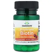 Swanson, Supplemelts™, Biotin, Natural Cherry, 5,000 mcg, 60 Chewable Tabs