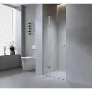 120cm Wall to Wall Frameless Shower Screen with Black Brackets and Brass Hinges