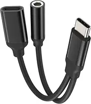USB-C to 3.5mm Headphone Adapter(2in1) DAC Type C Charger Jack Splitter Dongle Aux Cable Audio Charging Cord Accessories Compatible for Samsung Galaxy S20 S21 FE CD-AU