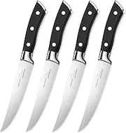 OAKSWARE Steak Knives, Non Serrated Steak Knife Set of 4, German Steel Steak Knife Set 5 Inch, 4 Pieces Professional Straight Edge Knives - Full Tang Ergonomic Handle