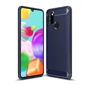 MCC Slim Samsung Galaxy A21s 2020 Carbon Fibre Soft Carbon Case Cover A217 [Dark Blue]