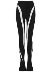 Mugler Illusion Tulle-panelled Flared Trousers - Black - 40 (UK12 / M) 40 (UK12 / M)