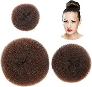 Styla Hair 3 Piece Donut Hair Bun Maker, (1 Small, 1 Medium, 1 Large) - Brown