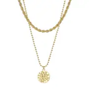 Nevenka Gold Layered Necklace Thick Chain Personalized Cuban Coin Pendant For Women Girls-N21021