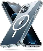 Phone Case Compatible with Magnetic Wireless Charging Devices Scratch Resistant Back Grippy Protective Frame Clear Shockproof Cover (Clear Transparent, iPhone 12/12 Pro)