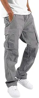 [Ulatemo] Mens Fashion Cargo Joggers Pants - Casual Hiking Pants Athletic Cotton Loose Straight Sweatpants Tactical Pants
