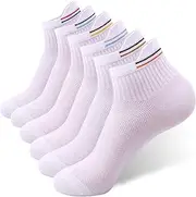 [L'EclatDina] 6 Pairs Socks for Women size6-9- Ankle Socks Athletic Running Low Cut No Show Socks With Tab, White, 6-9