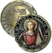 Aizics Mint St Cecilia Coin, Patron Saint of Musicians, Catholic Challenge Coin, Copper Plated 38mm x 2mm, Religious Collectibles, Musician Gift