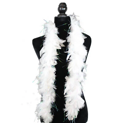 White w/lurex Color 25 Gram 4 Feet Long Chandelle Feather Boa, Great for Party