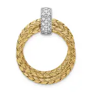 Sterling Silver Rhodium-Plated Gold-Plated Cz Braided Pendant