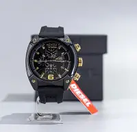 在飛比找Yahoo!奇摩拍賣優惠-DIESEL Overflow 黑色錶盤 黑色橡膠錶帶 石英