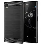 碳纖維拉絲條紋 SONY XPERIA XA1 PLUS 軟矽膠TPU手機殼 防摔殼保護套