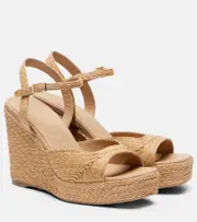 [Souliers Martinez] Souliers Martinez Summer raffia espadrille wedges AU 10 beige