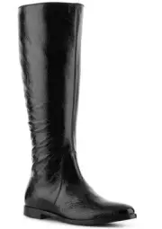 SERGIO ROSSI Patent Textured Leather Flat Knee-High Boot, Black, S 5, EU 35, NIB