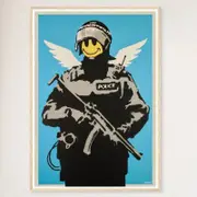 Galrie Banksy Flying Copper Art Print - Iconic 2003 Artwork on Museum-Quality Paper, Wood Frame, A1 60 x 84cm (23 x 33inch)