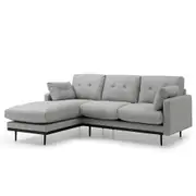 Modern Furniture HAVANA 3 Seater Sofa with Left Chaise - Light Grey & Black