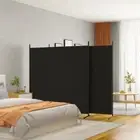 3 Panel Room Divider Black Fabric Privacy Screen 525x180 cm Home Decor