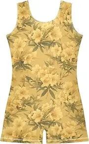[FRODOTGV] Gold Flowers Leotards for Girls Gymnastics with Shorts Kids Ballet Unitard for Exercise, Playing, Biketard