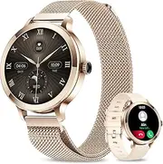 niolina Smart Watches for Women, 1.106" AMOLED Small Screen Smartwatch Answer/Make Call for Android iOS Phones, IP68 Waterproof Fitness Activity Tracker with 100+ Sports, Heat Rate, SpO2, Rose Gold