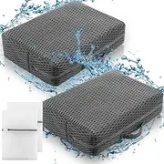 Threehoney 2 Pcs Hot Tub Booster Seat Weighted Spa Bathtub Booster Cushion with Micro Dot Quick Dry Non Slip Bottom, 4d Air Mesh Cover Inflatable Cushion Tub Accessories for Indoor Outdoor(Grey)