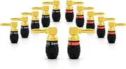 Sewell Deadbolt Right-Angle Banana Plugs, 6 Pairs Quick Connect Gold Plated Speaker Plugs 90 Degree