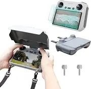 RC 2 Controller Sun Hood Cover For Dji Mini 4 Pro/Air 3 Drone, With 2pcs Screen Protector, RC 2 Full Screen Joysticks Protector Cover & Monitor Sun Hood For Dji Mini 4 Pro Accessories