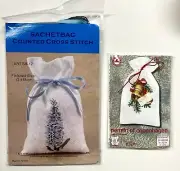 2 Vintage Sachet Bags Counted Cross Stitch With Threads Included - Copenhagen