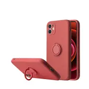 ZUSLAB iPhone 11 Pro Case Silicone Stand Magnetic Finger Ring Kickstand Bumper Protective Cover for Apple - Coral Red