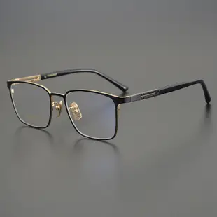 純鈦眼鏡 風琴鏡腿設計 超輕鈦合金眼鏡框 商務方框眼鏡架 簡約光學鏡框 可配度數近視鏡片 無度數平光鏡