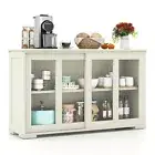 Buffet Sideboard Floor Cupboard with Sliding Tempered Glass Cabinet & Shelf