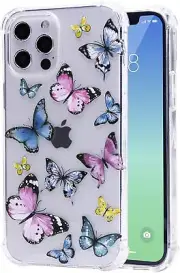 iPhone 12 Pro Max Case 6.7" Clear Butterfly Design Shockproof Bumper NEW