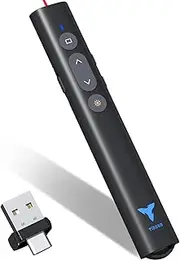 Slides Clicker Tool, TIBURN 100 Feet Wireless Presentation Remote Control USB/Type-C 2 in 1 Remote PPT Presenter Suitable for Mac/Win/Computer/Laptop 2.4GHz Presentation Pointer