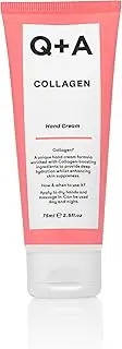 Q+A Collagen Hand Cream, Nourishing & Hydrating with Vegetable Collagen, Sugar Complex & Hematite, Golden Pear & Grape Scent, Vegan & Cruelty-Free, Recycled Packaging, Anti-Ageing Moisturiser, 75ml
