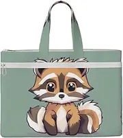 [SDEGTHO] Cartoon Cute Raccoon Zippered Document Bag with Handle for Carrying Paper Files Books Filing Folder
