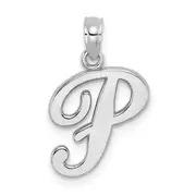 14K White Gold 14Kw Script Letter P Initial Pendant