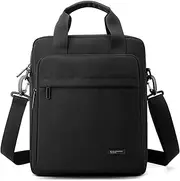 [natyrlpog] Men's Messenger Bag A4 Nylon Large Shoulder Bag Business Waterproof Casual Black Crossbody Bag for Work Travel Outdoor, Black
